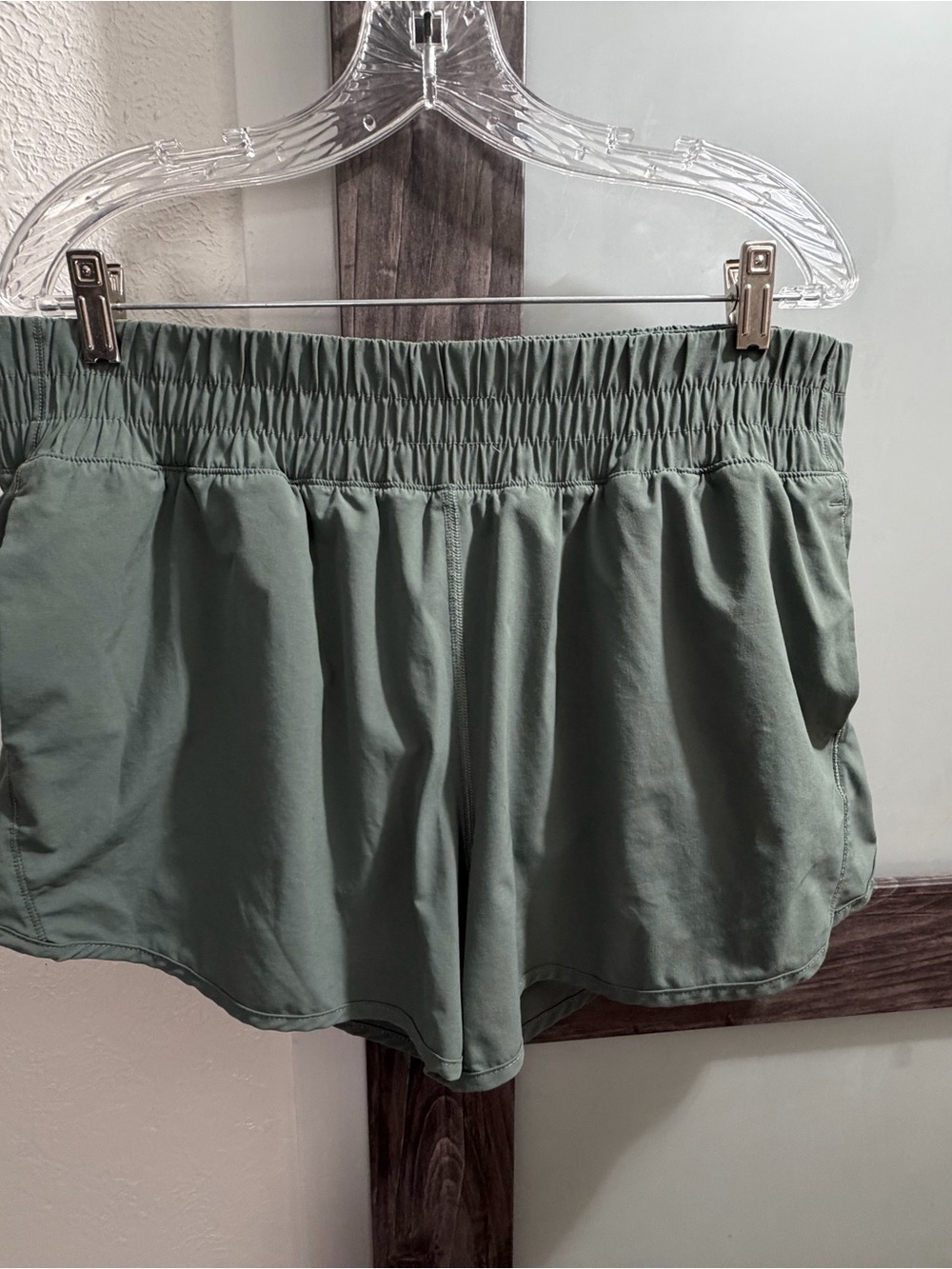Everyday Elastic-Waist Athletic Shorts - Sage Green